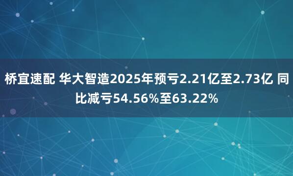 桥宜速配 华大智造2025年预亏2.21亿至2.73亿 同比减亏54.56%至63.22%