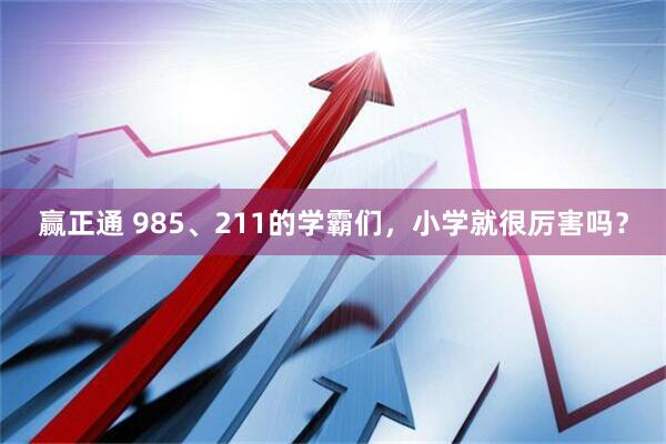 赢正通 985、211的学霸们，小学就很厉害吗？